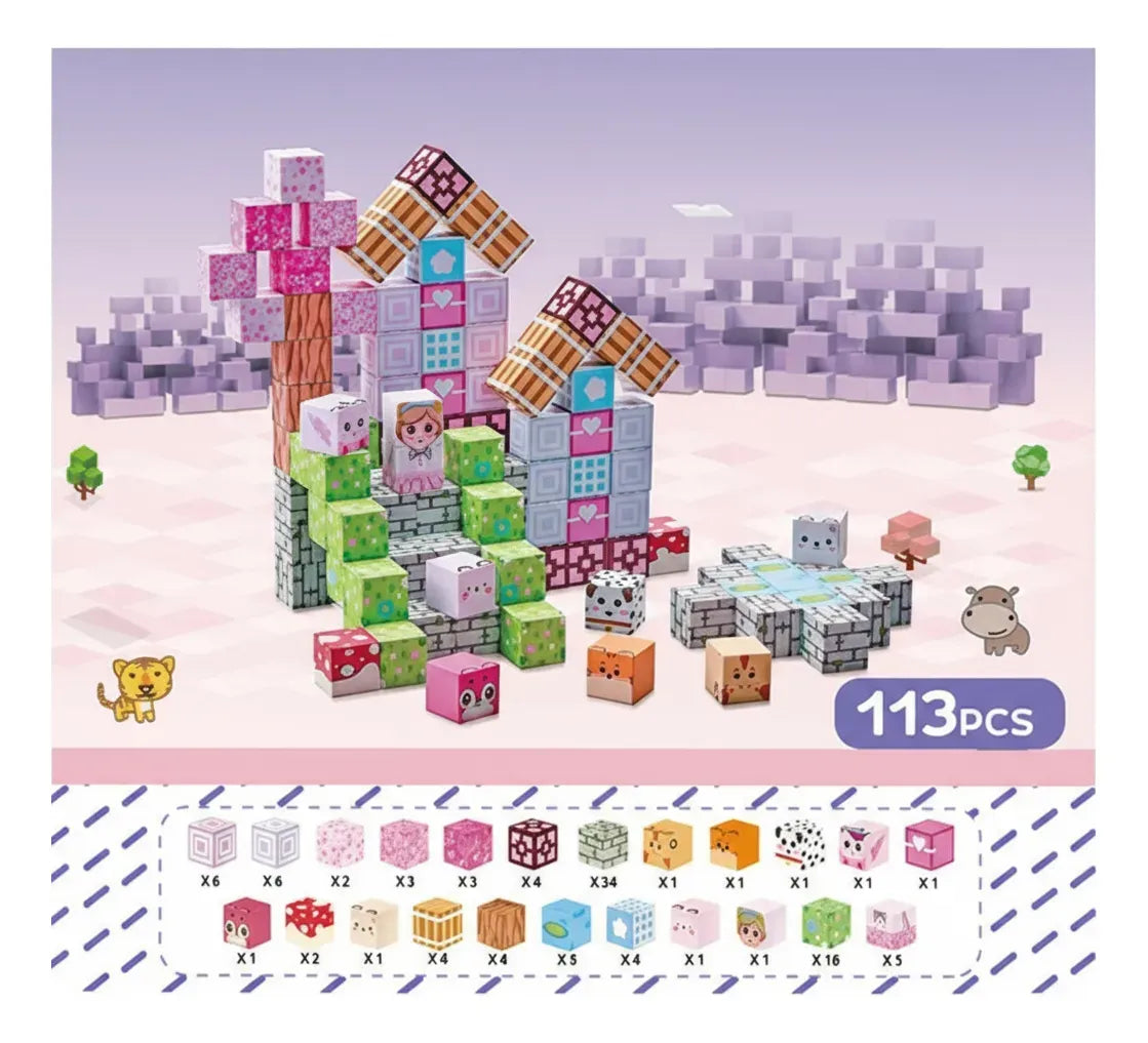Bloques Magnéticos Cubos Steam Minecraft Pink Shine 3016381