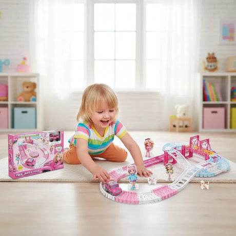 Pista con Coche Rosa para Niñas 68pzs 3067828
