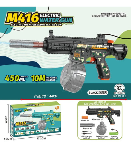 Pistola De Agua MINI M416 Eléctrica Recargable NEGRA KB1356