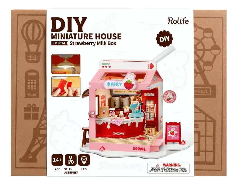 Robotime Puzzle 3d Caja De Leche De Fresa Ds034 Rolife