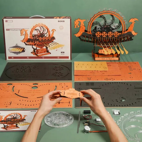 Robotime Puzzle 3d Rokr Barco Dragon Vikingo Lk802