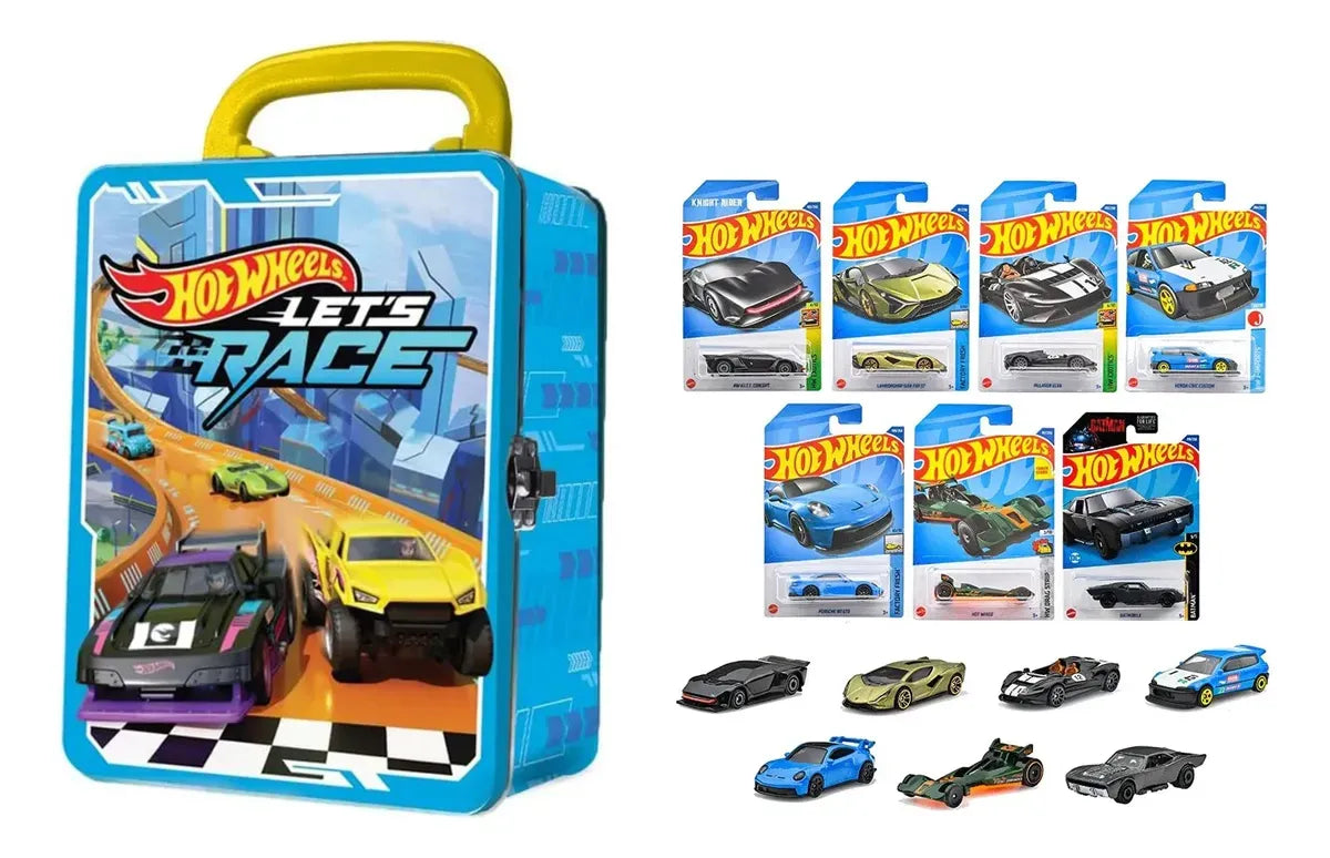 Combo 10 Autitos Hot Wheels + Lata Guardacoches Hwcc2-24c