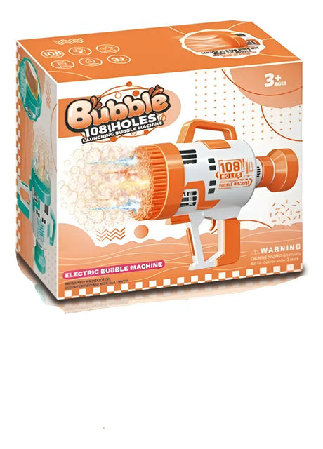 Pistola Burbujero Con Luces Automática Recargable Kb1142 Naranja Shine