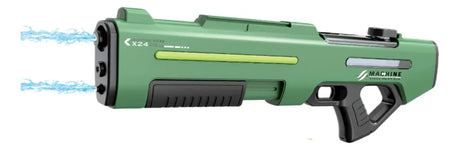 Pistola De Agua Doble Cañon Eléctrica VERDE MILITAR KB1380