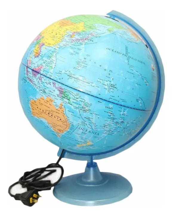 Globo Terraqueo Base Plastica 20cm c/Luz 207LW
