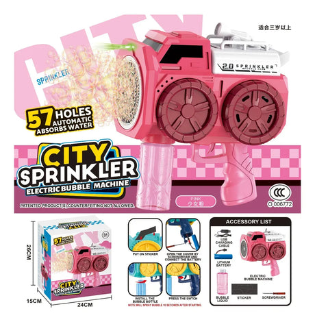 Pistola Burbujero Doble Recargable Con Luces Kb1355 Shine Rosa