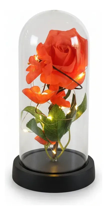 Rosas Flor Artificial Cupula Con Luz Surtido 21cm Kl794