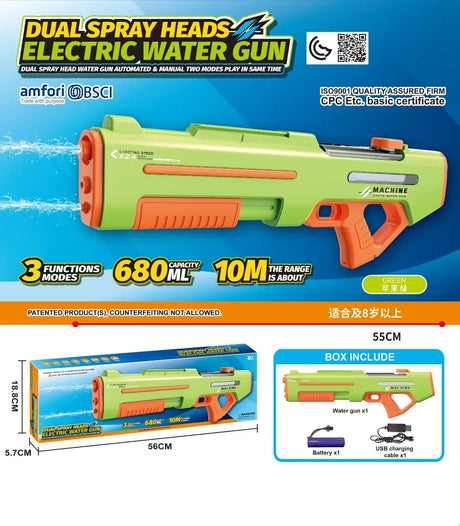 Pistola De Agua Doble Cañon Eléctrica VERDE KB1380