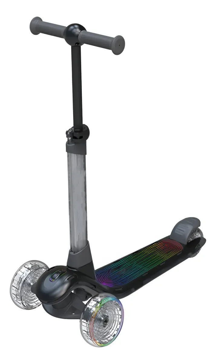 Monopatín Infantil 3 Ruedas Con Luces Gris Yx-hls02 Shine