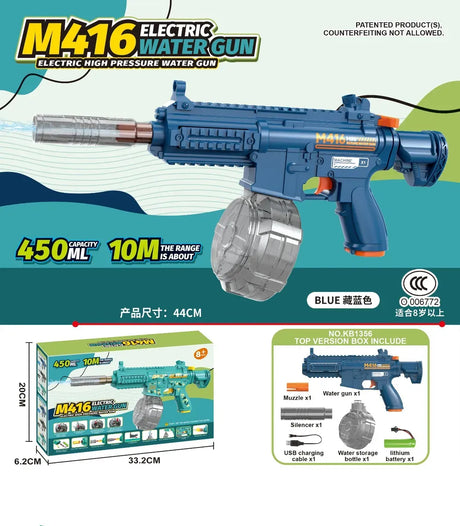 Pistola De Agua MINI M416 Eléctrica Recargable AZUL KB1356