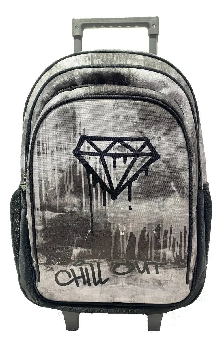 Combo Escolar Mochila 18p + Lunchera Chill Out Zykl002 Shine Negro