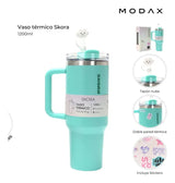Skora Vaso termico verde con bombilla de 1200ml 37123