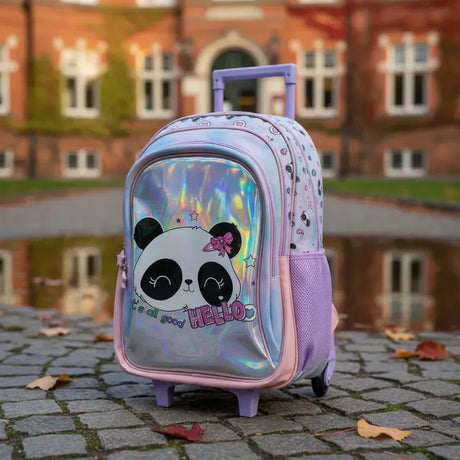 Mochila Carrito Escolar Panda 18 Pulgadas Zykl004 Shine Lila Con Rosa