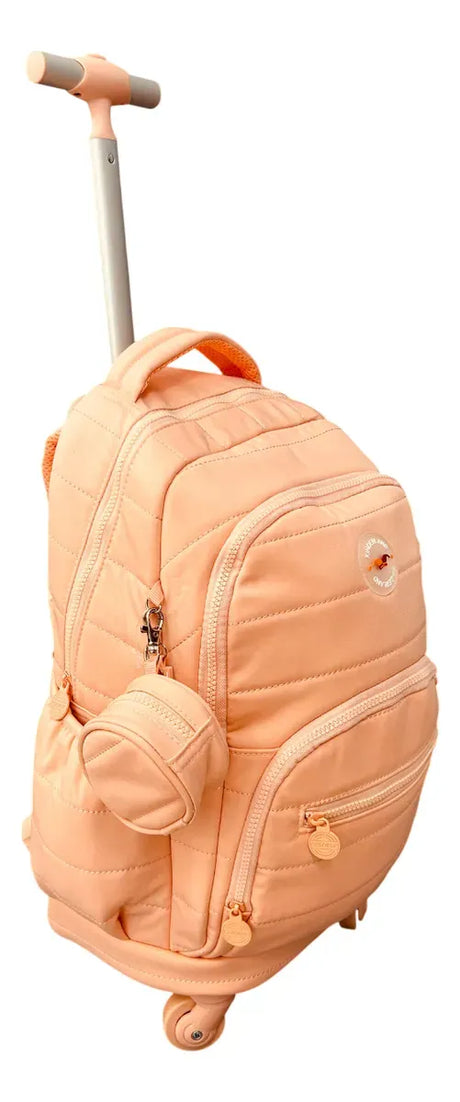 Combo Mochila Carrito 18p + Lunchera + Cartuchera Kinderland Rosa Sl2504-sl2501-sl2503