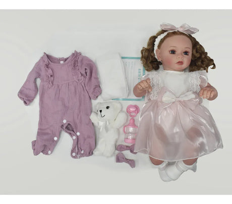 Muñeca Newborn 55 cm Realista con Cabello y Accesorios S43540
