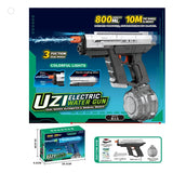 Pistola De Agua Uzi Con Luz Eléctrica Recargable NEGRA KB1323