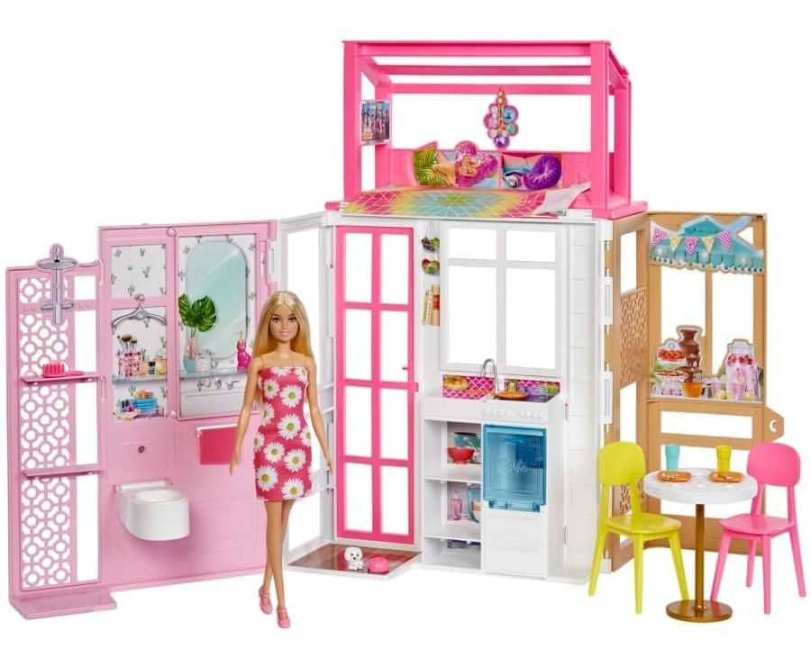 Barbie Casa 2 Pisos Amueblada Para Muñecas Hcd48 Mattel