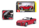 Bburago 1:24 Fiat 124 Spider Rojo Metalizado 18-21083