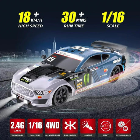 Auto Carrera Racing All Wheel Drive Drift Rc 1:36 Ns02434 Ns
