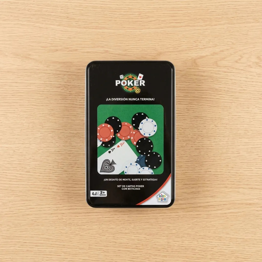 Set De Cartas De Poker En Lata 80 Fichas Kids Club 56541