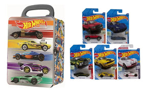 Combo 5 Autitos Hot Wheels + Lata Guardacoches Hwcc2-23s