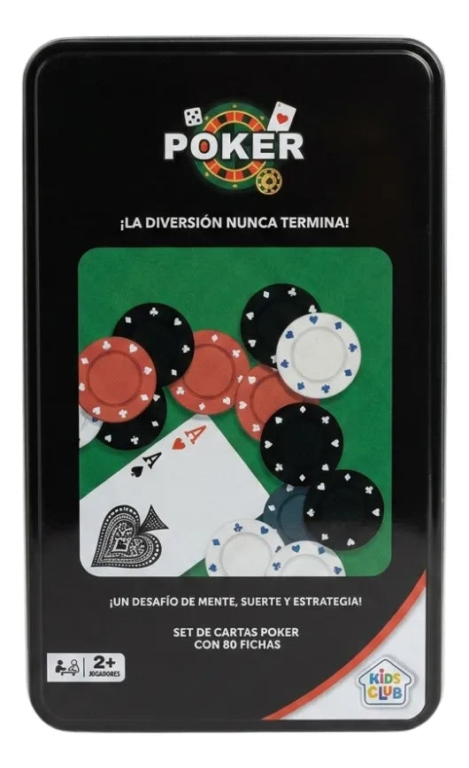 Set De Cartas De Poker En Lata 80 Fichas Kids Club 56541