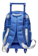 Mochila Carrito Escolar Futbol 18 Pulgadas Zykl003 Shine Celeste Y Blanco