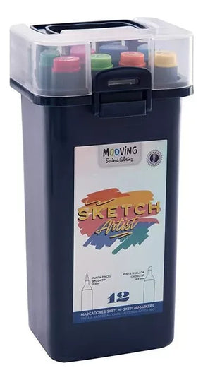 Mooving Serious Coloring Sketch Artist Marcadores en estuche de 12 unidades 3022212