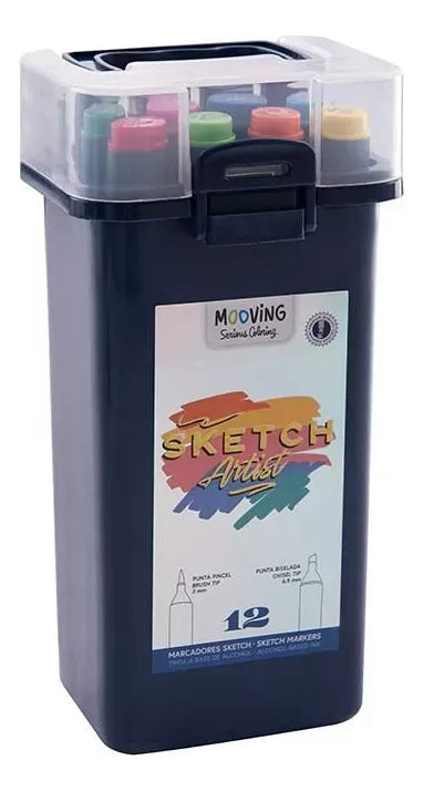 Mooving Serious Coloring Sketch Artist Marcadores en estuche de 12 unidades 3022212