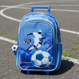Mochila Carrito Escolar Futbol 18 Pulgadas Zykl003 Shine Celeste Y Blanco