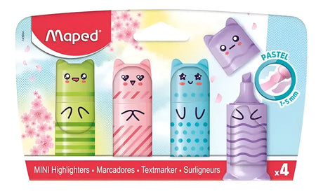 Maped Subrayadores Mini Pastel Kawai X4 Cb 743604