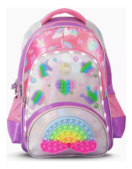 Footy Mochila de espalda de 18" Rainbow Pop It con luz led F6303.01.UNICO