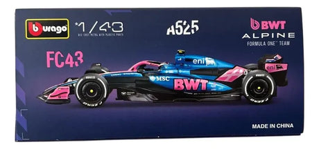 Bburago 1:43 Alpine F1 Team A525 2025 Box + Casco #43 COLAPINTO 18-38258