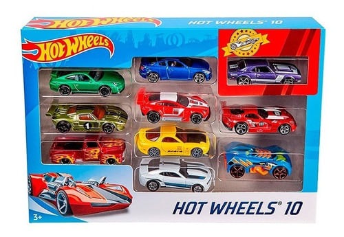 Hot Wheels Pack X10 en Caja Coleccion Autos Surtidos Mattel