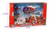 Set De Bombero Camion Luz Y Son + Amb/helicoptero 16932