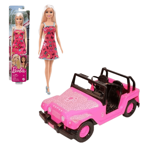 Combo Barbie Jeep 715 + Muñeca T7439 Original Mattel