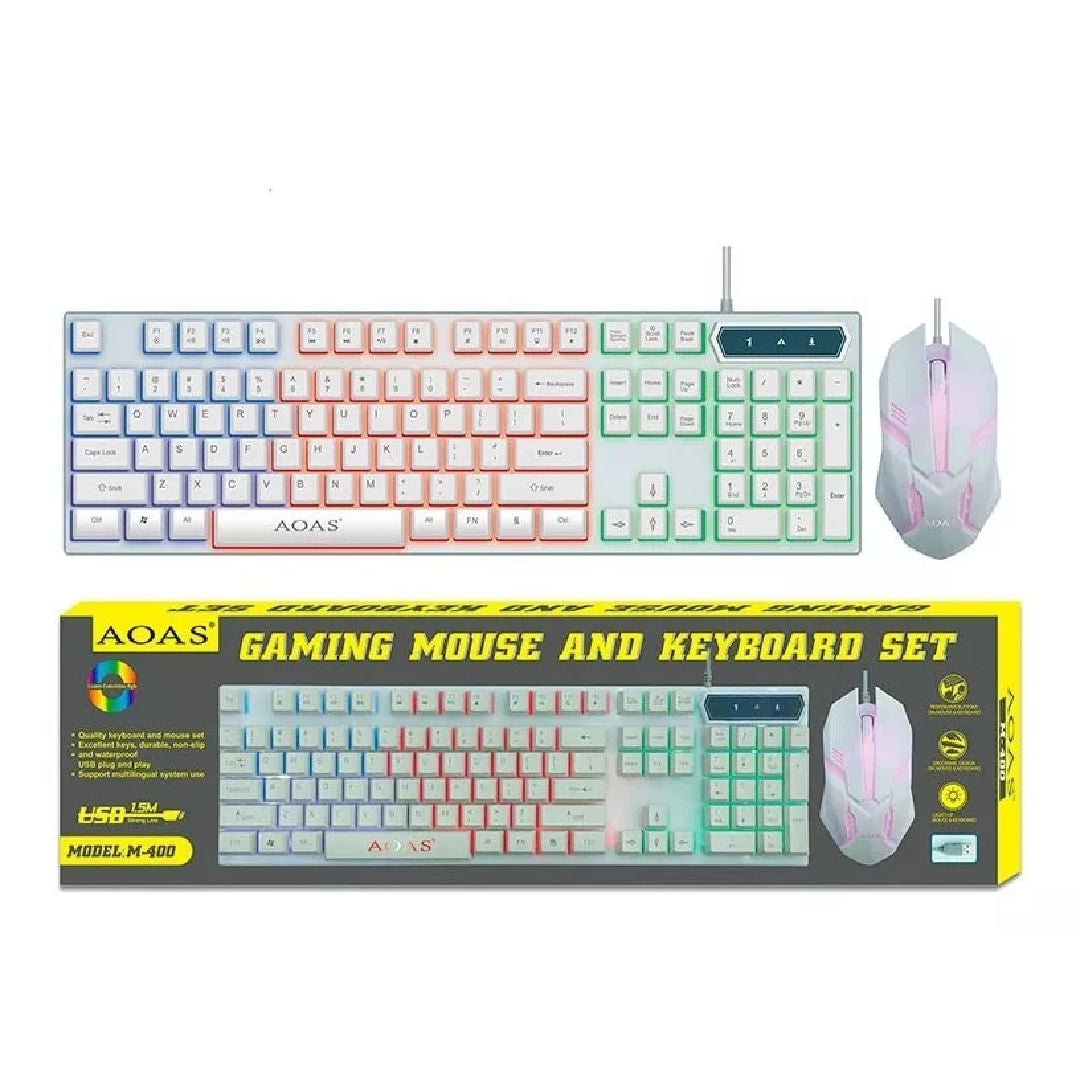 Kit Gamer Teclado Mouse Aoas M400 Retroiluminado Shine