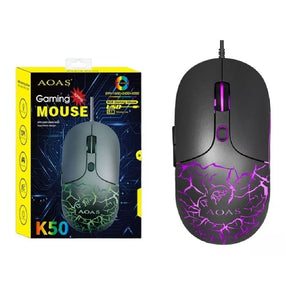 Mouse Gamer Aoas Usb 1.8m Rgb Luz K50 206421 Shine