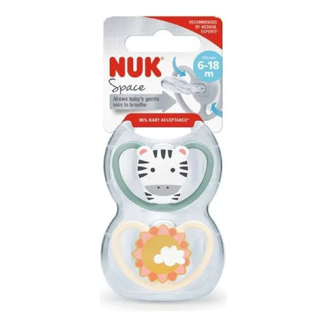 Nuk Set de dos chupetes Space cebra y sol 06-18M 10736936