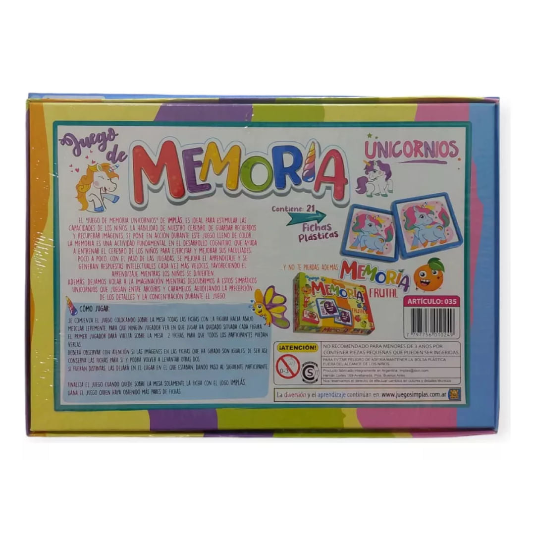 Implas Juego de la memoria con unicornios 035