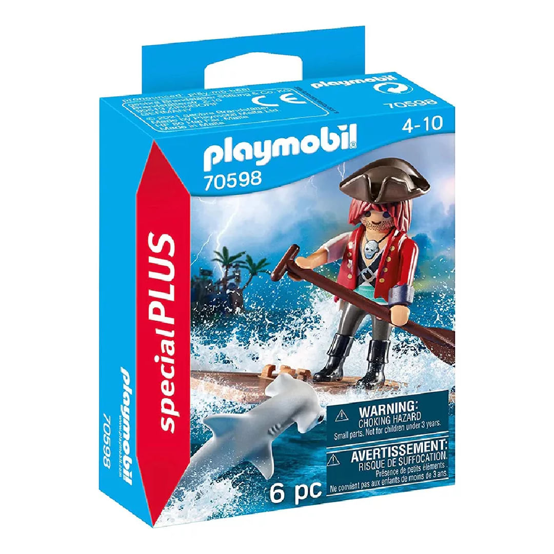 Playmobil Pirata Con Balsa Y Tiburon 70598