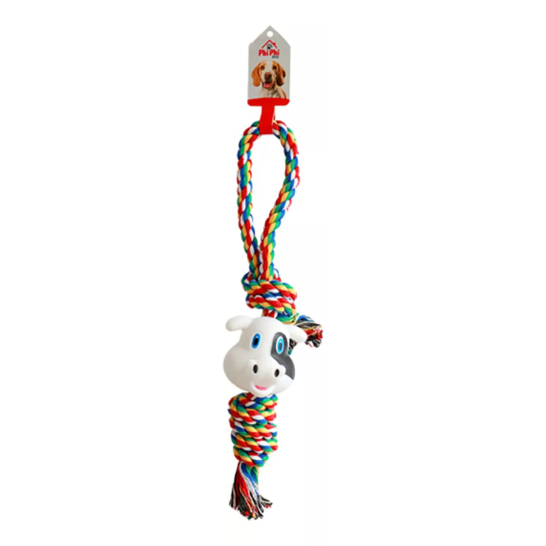 Phi Phi Pets Vaca de goma con soga de 40cm MC096