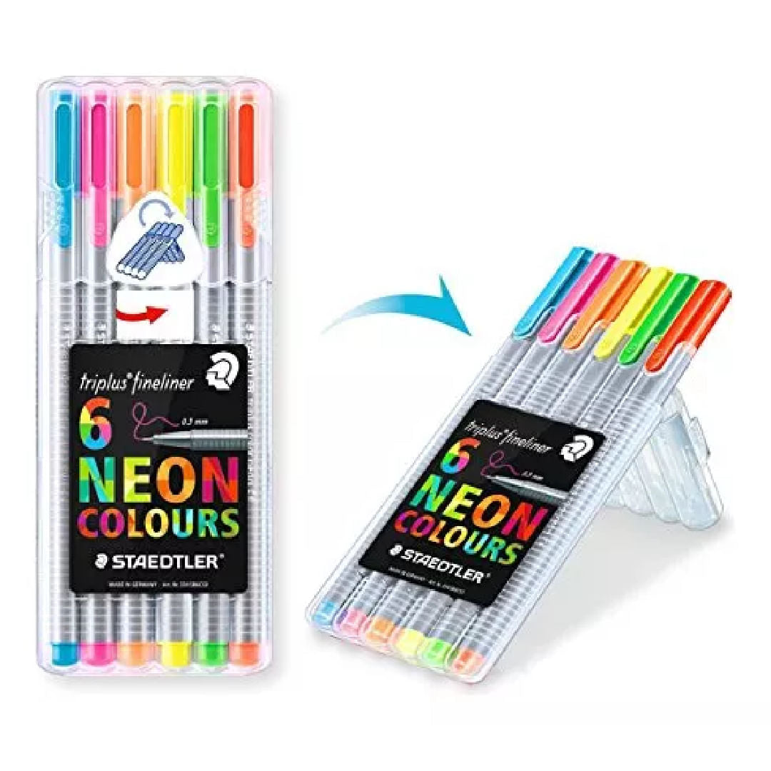 Staedtler Marcadores color neon con punta de 0,3mm en estuche de 06 unidades MST334CS3