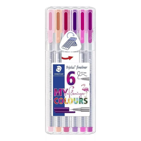 Staedtler Marcadores flamingo con punta de 0,3mm en estuche de 06 unidades MST334CS6