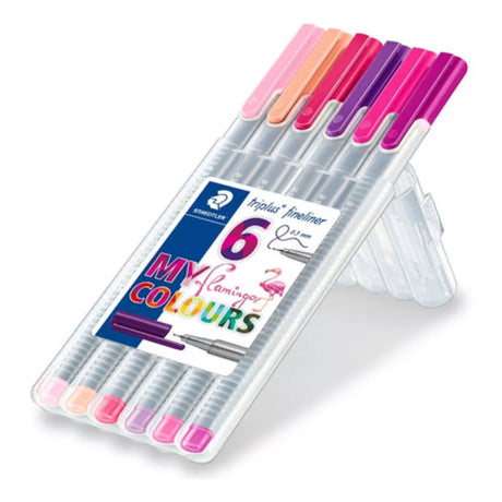 Staedtler Marcadores flamingo con punta de 0,3mm en estuche de 06 unidades MST334CS6