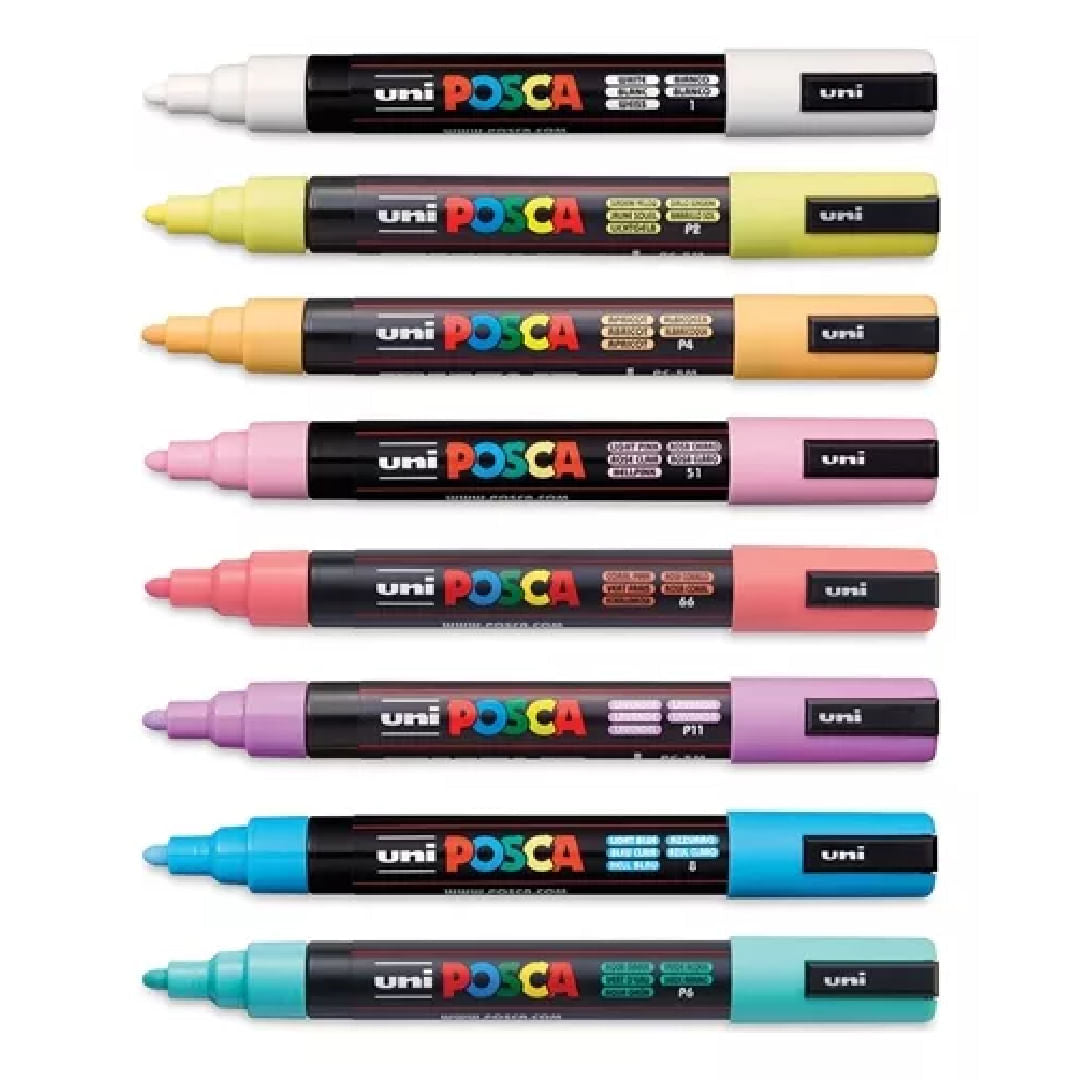 Posca Marcadores color pastel PC-5M de punta gruesa en caja de ocho unidades MUNPC5ME8S