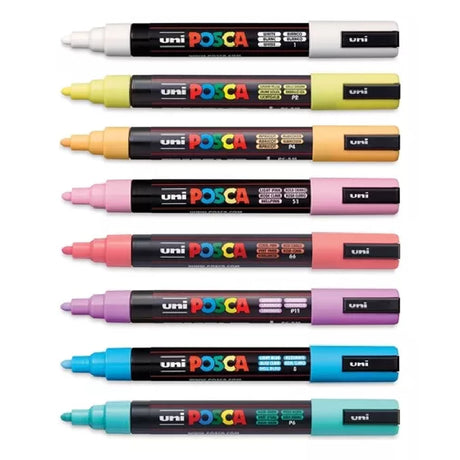 Posca Marcadores color pastel PC-5M de punta gruesa en caja de ocho unidades MUNPC5ME8S
