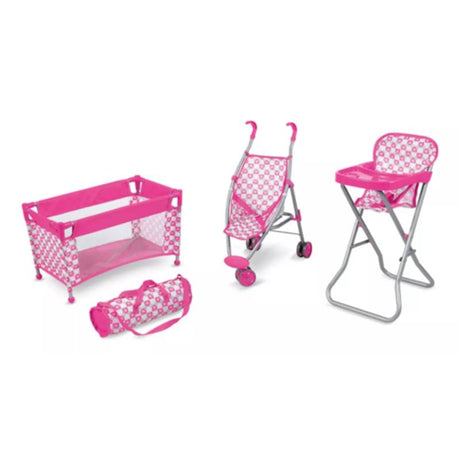 Set Cochecito, Silla de Comer y Practicuna para muñecas 1813776