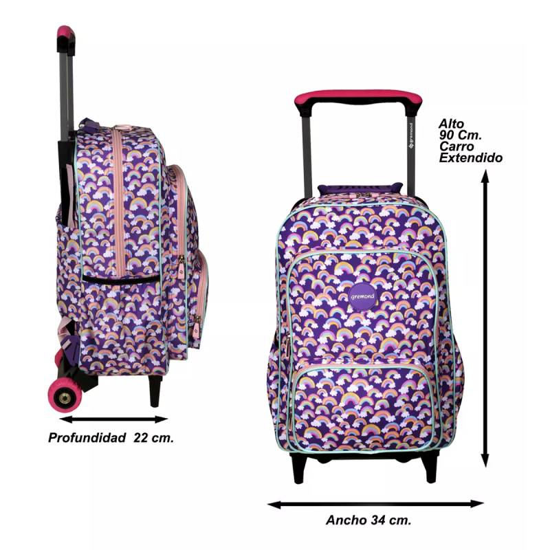 Gremond Mochila con carro violeta con arcoiris 5051500087