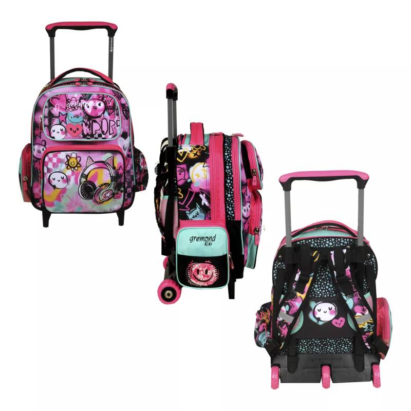 Gremond Mochila con carro rosa con graffitti auriculares 5051510056